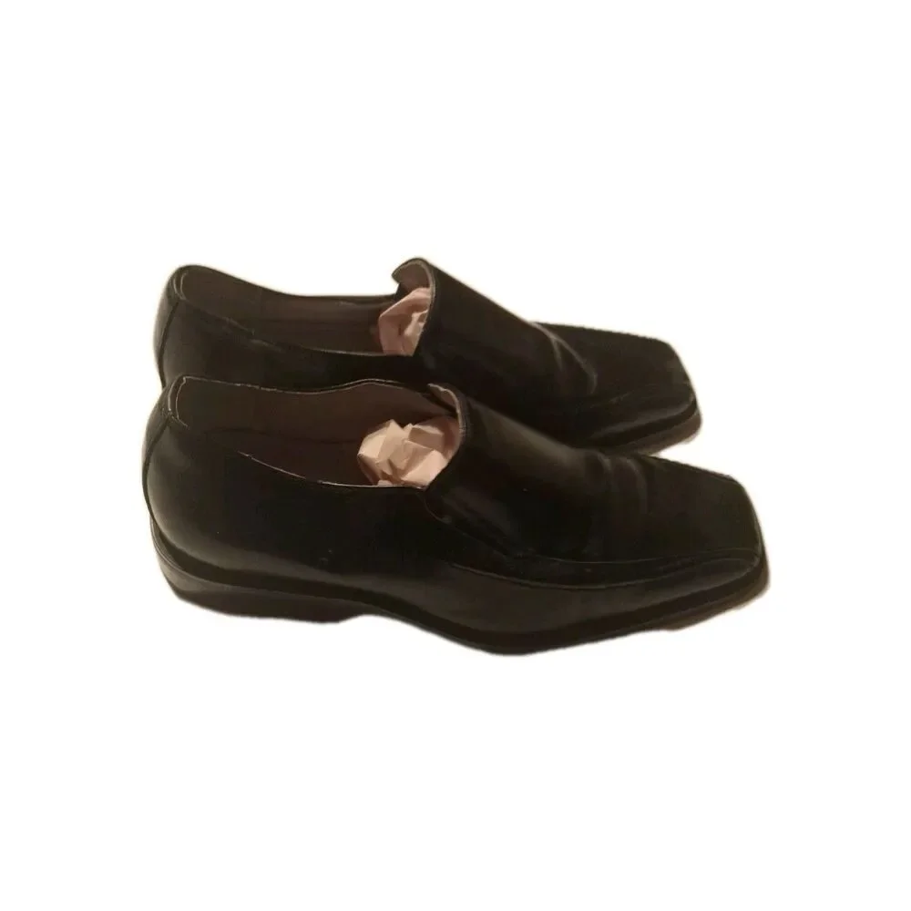 Stacy Adams Leather Loafers Black Dress Work Shoes Square Toes Size 9 W